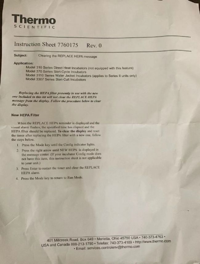 Thermo Scientific™ 备用 HEPA 过滤膜