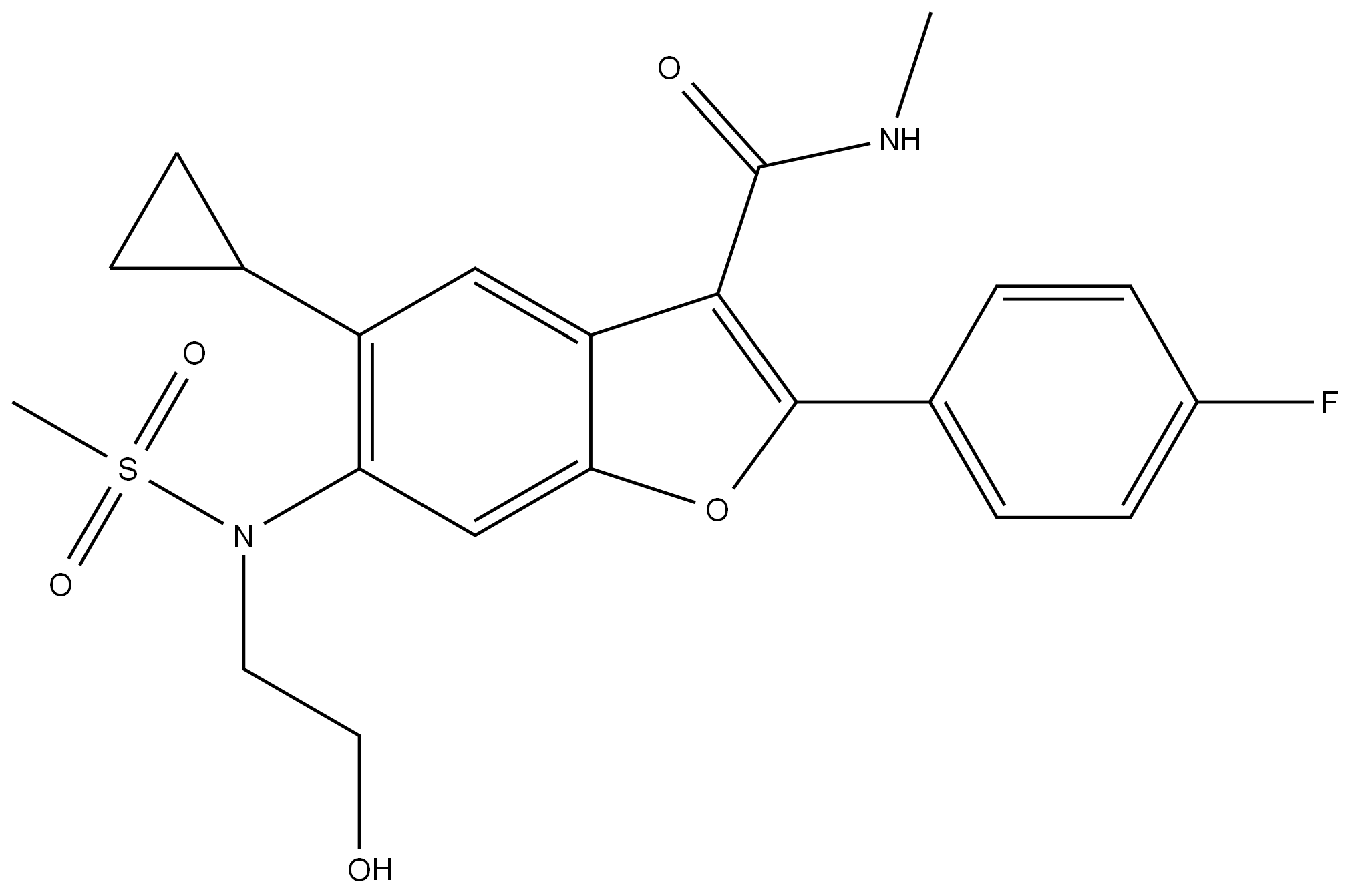 5-环丙基-2-(4-氟苯基)-6-[(2-羟基乙基)(甲基磺酰基)氨基]-N-甲基-3-苯并呋喃甲酰胺