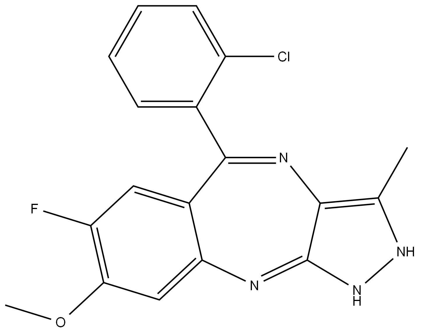 5-(2-氯苯基)-7-氟-1,2-二氢-8-甲氧基-3-甲基吡唑并[3,4-B][1,4]苯并二氮杂卓