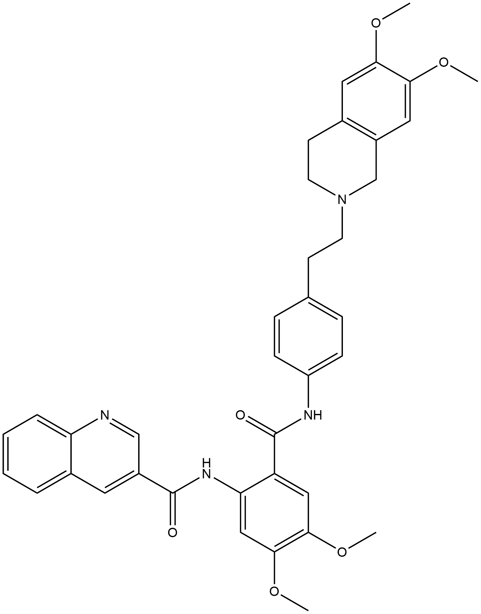 N-[2-[[4-[2-(6,7-二甲氧基-3,4-二氢-1H-异喹啉-2-基)乙基]苯基]氨基甲酰基]-4,5-二甲氧基苯基]喹啉-3-甲酰胺