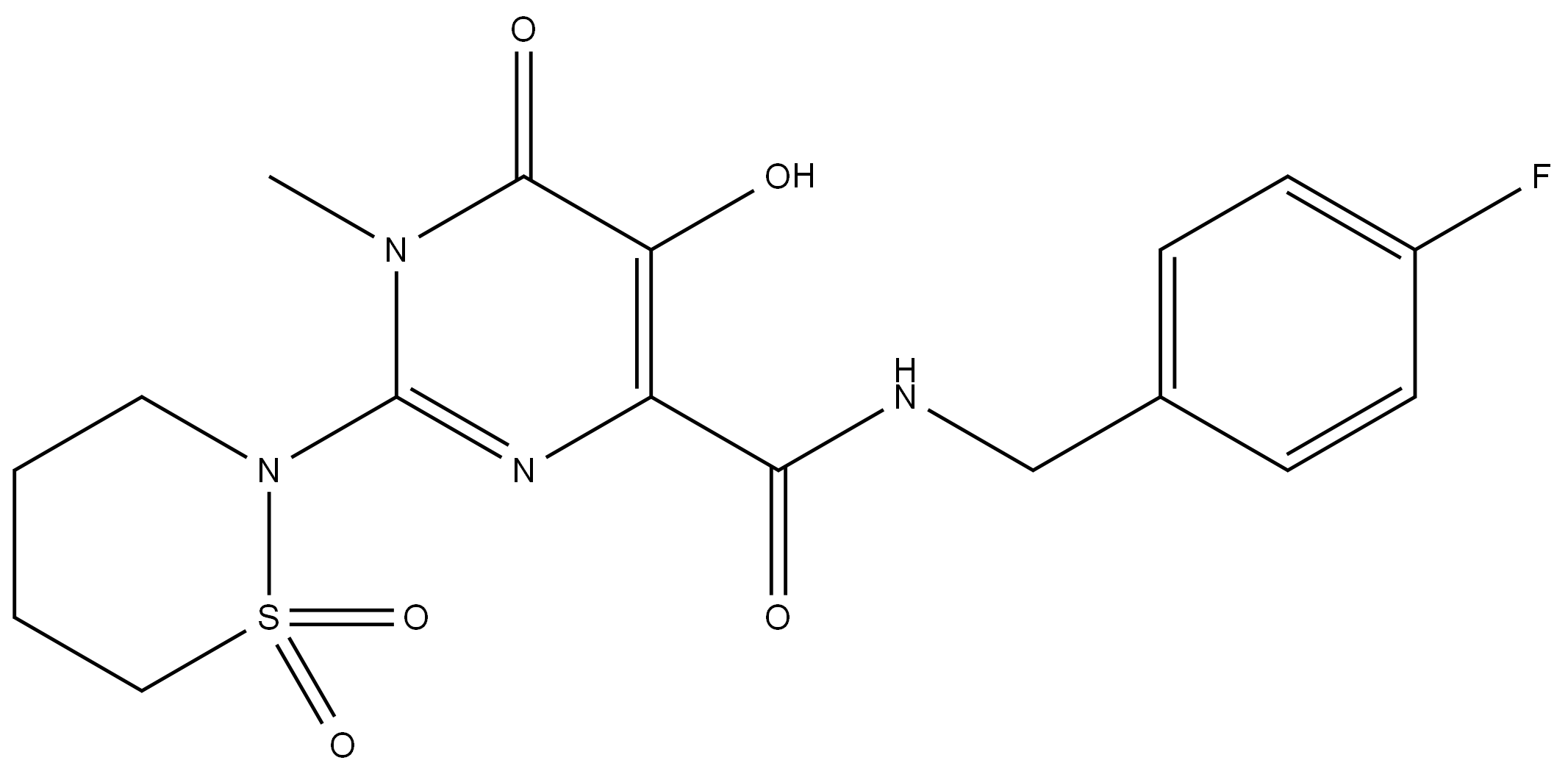 N-[(4-氟苯基)甲基1,6-二氢-5-羟基-1-甲基-6-氧代-2-(四氢-1,1-二氧-2H-1,2-噻嗪-2-基)-4-嘧啶甲酰胺