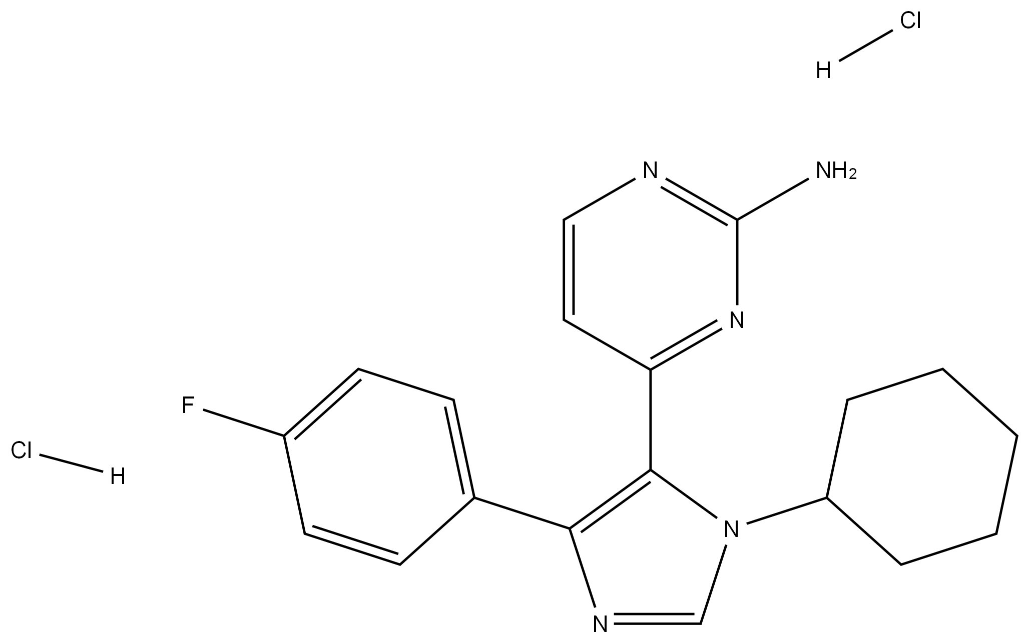 4-[1-环己基-4-(4-氟苯基)-1H-咪唑-5-基]-2-嘧啶胺盐酸盐