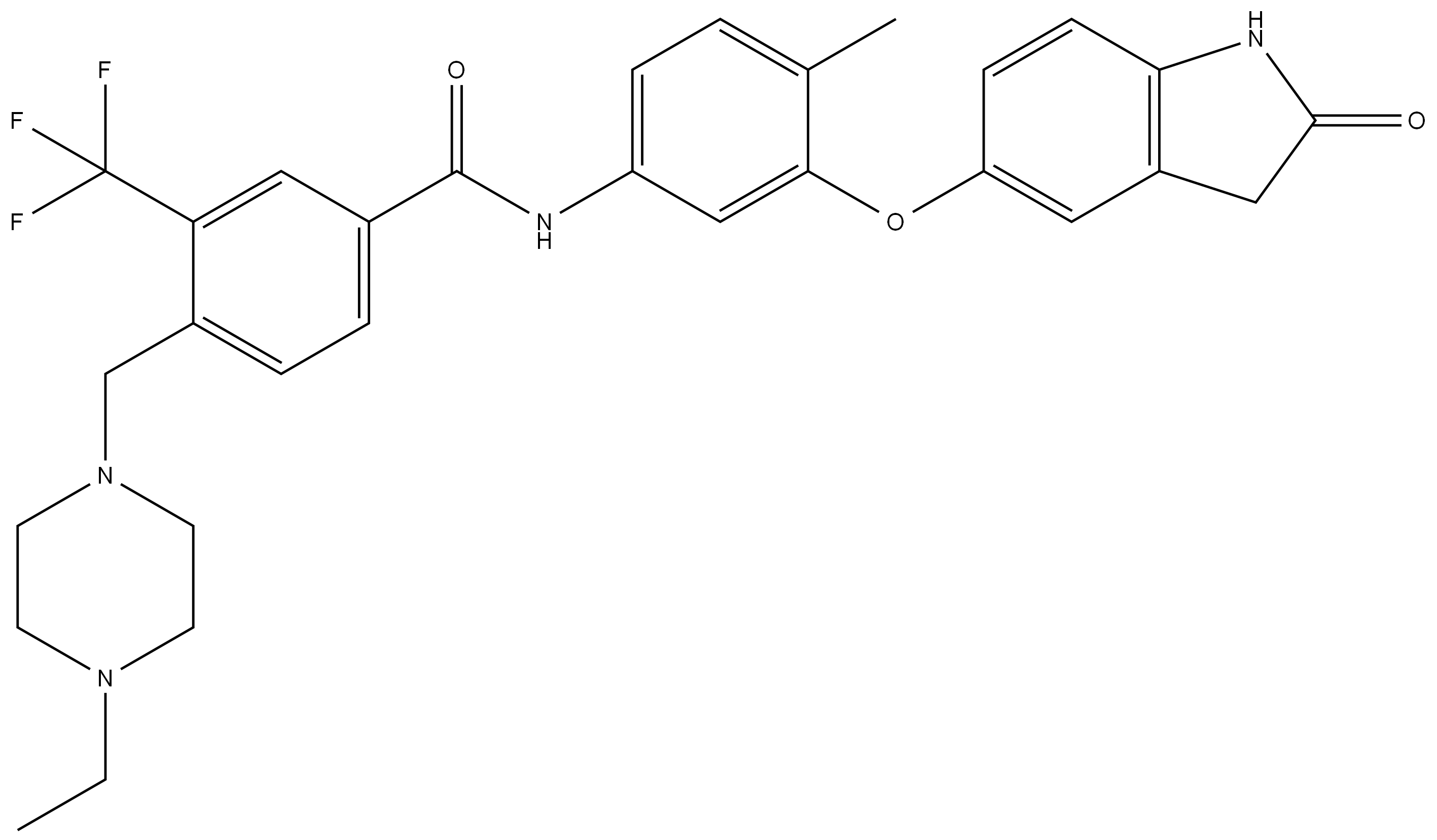 N-[3-[(2,3-二氢-2-氧代-1H-吲哚-5-基)氧基]-4-甲基苯基]-4-[(4-乙基-1-哌嗪基)甲基]-3-(三氟甲基)苯甲酰胺