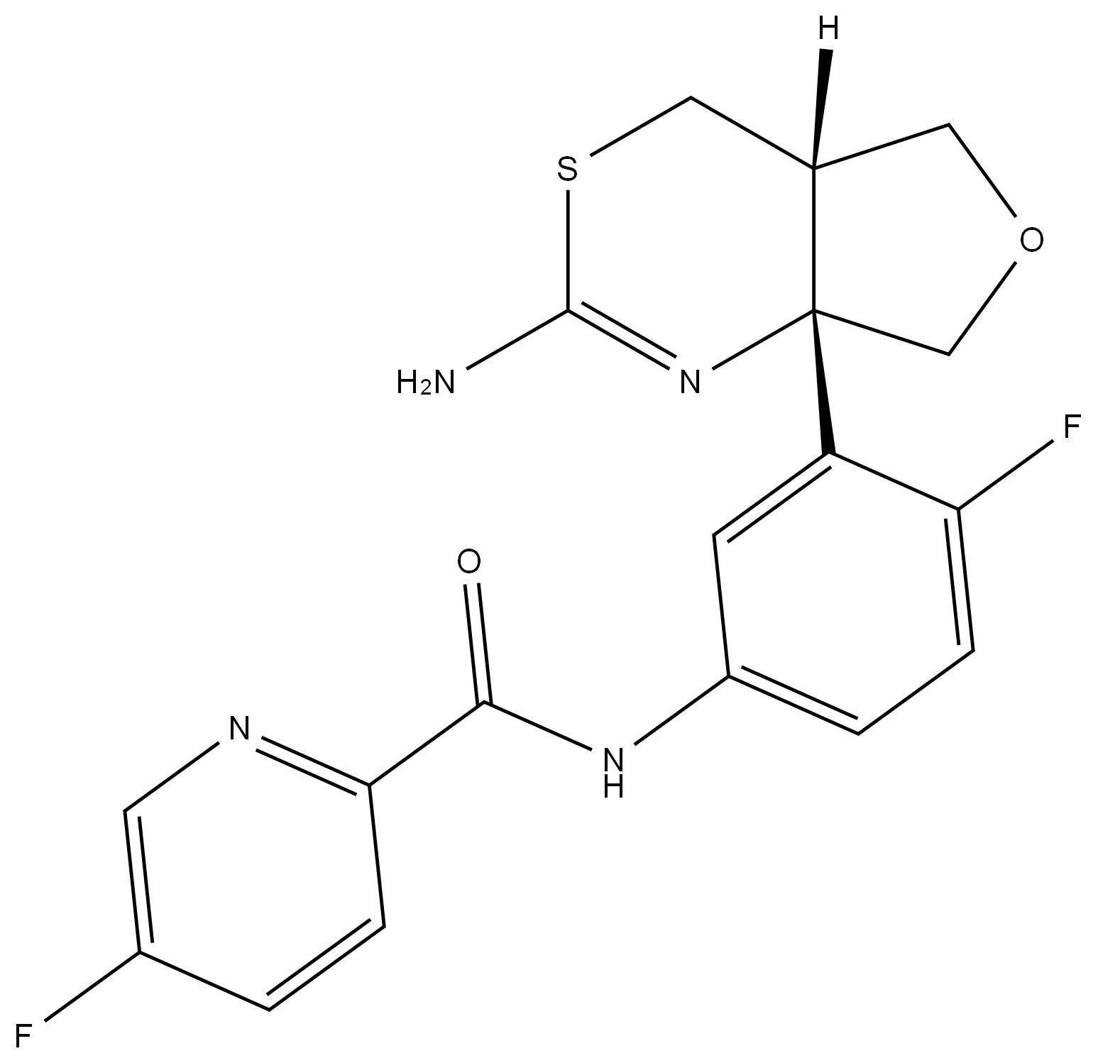N-[3-[(4AS,7AS)-2-氨基-4A,5-二氢-4H-呋喃并[3,4-D][1,3]噻嗪-7A(7H)-基]-4-氟苯基]-5-氟-2-吡啶甲酰胺