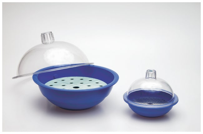 Nalgene™ 可高温高压灭菌聚丙烯干燥器： 蓝色主体，带透明聚碳酸酯盖