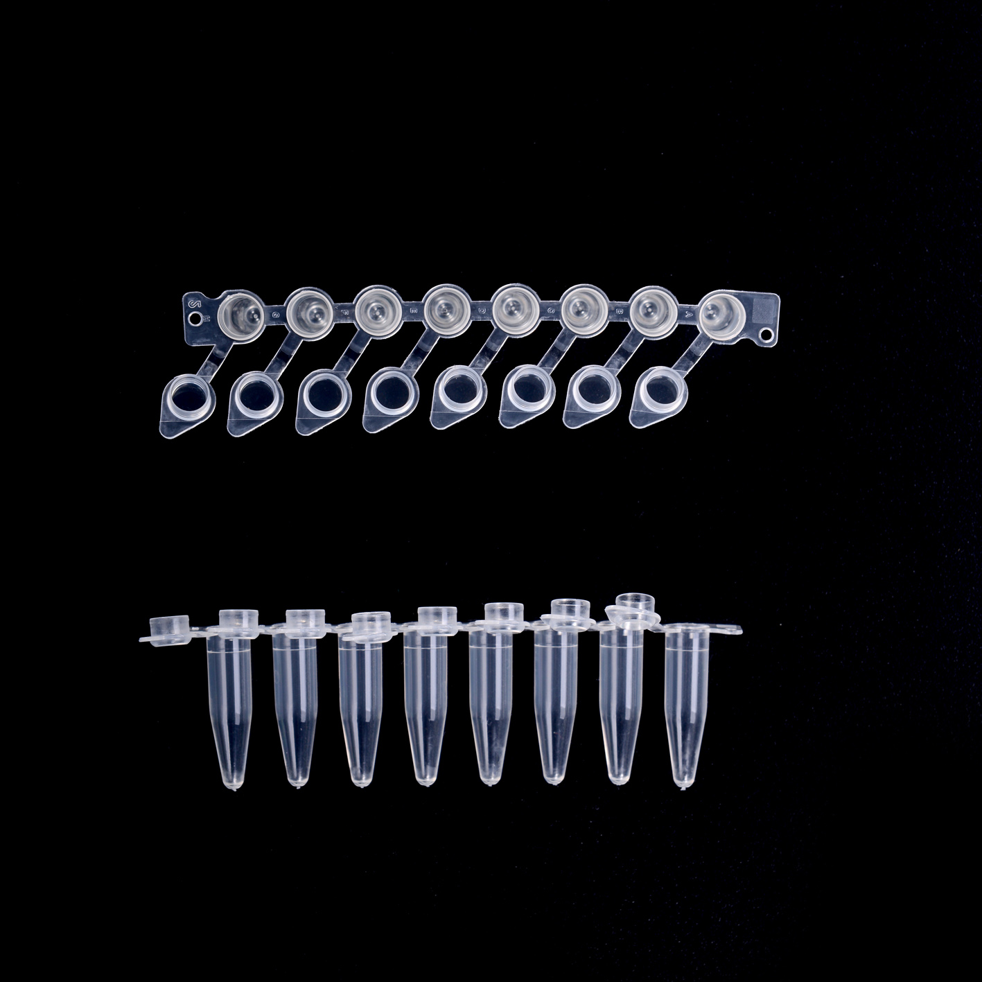 EU 0.2 ml 薄壁独立联盖八联管（高管，透明，独立联盖