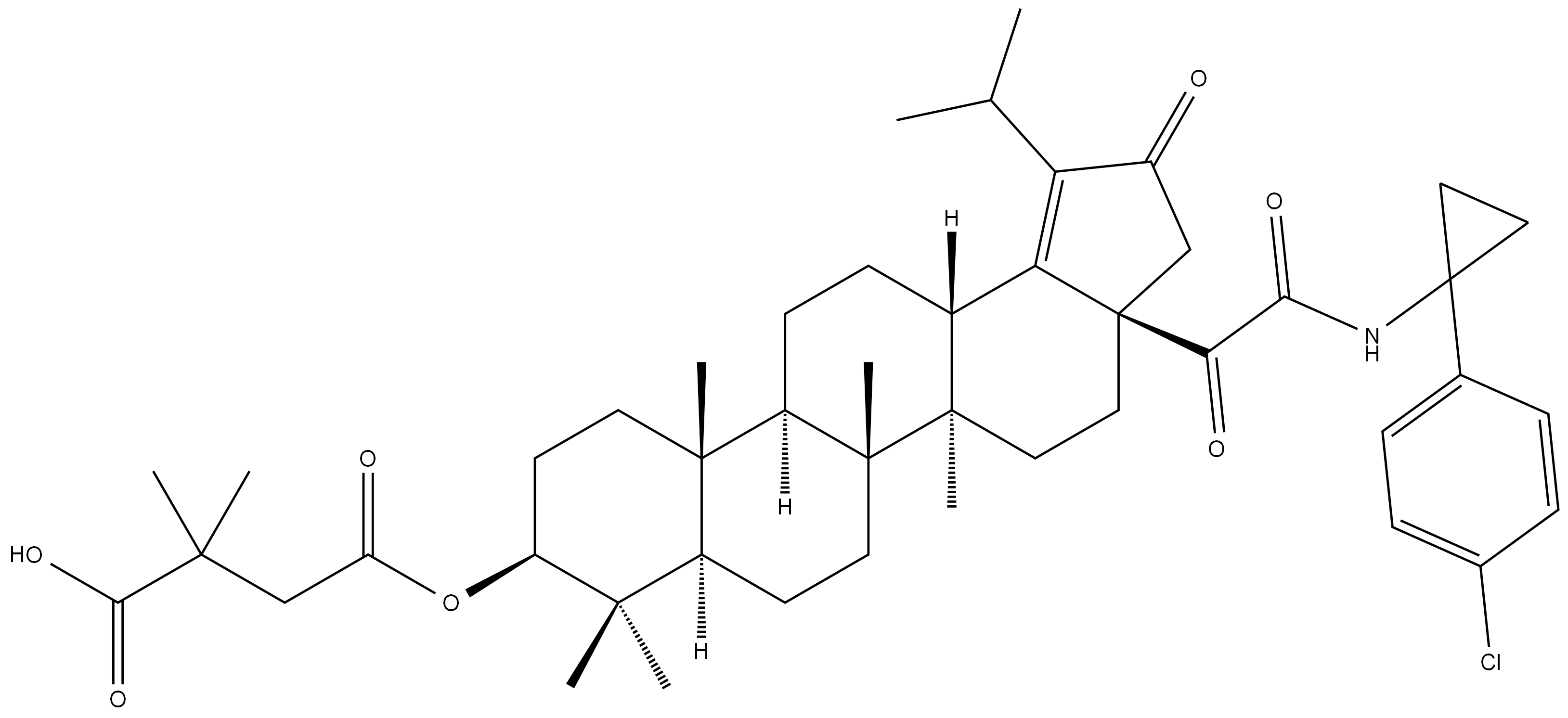 (3BETA)-3-(3-羧基-3-甲基-1-氧代丁氧基)-N-[1-(4-氯苯基)环丙基]-ALPHA,21-二氧代-28-去甲羽扇-18-烯-17-乙酰胺