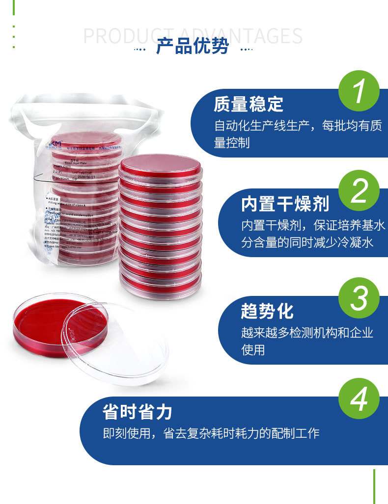 血平板(一次性成品培养基)- β-溶血性链球菌检验 - 环凯