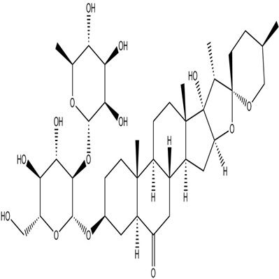 卷丹皂苷；25R）-3β，17α-二羧基-5α-螺甾烷-6-酮3-0-α-L-鼠李糖基-（1→2）-β-D-葡萄糖基143051-94-9