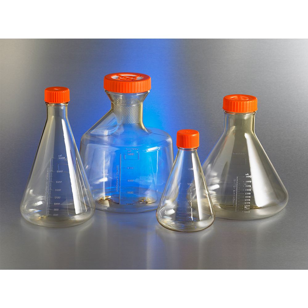 431255Corning三角培养瓶，2.0L，透气盖，PC（聚碳酸酯）材质，灭菌，单个包装，1个/包，6包/箱