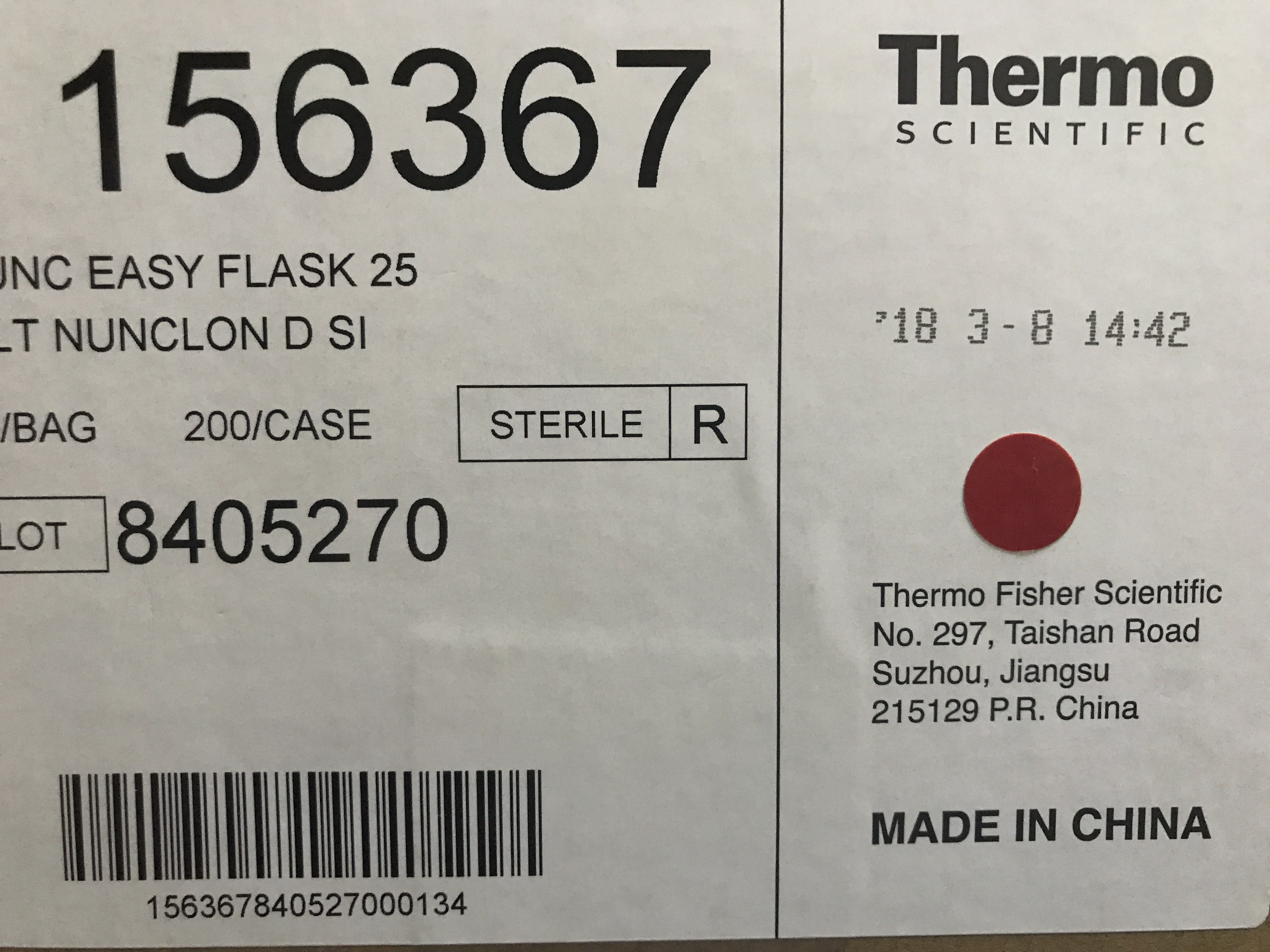 Nunc货号156367现货25cm²细胞培养瓶(过滤)19