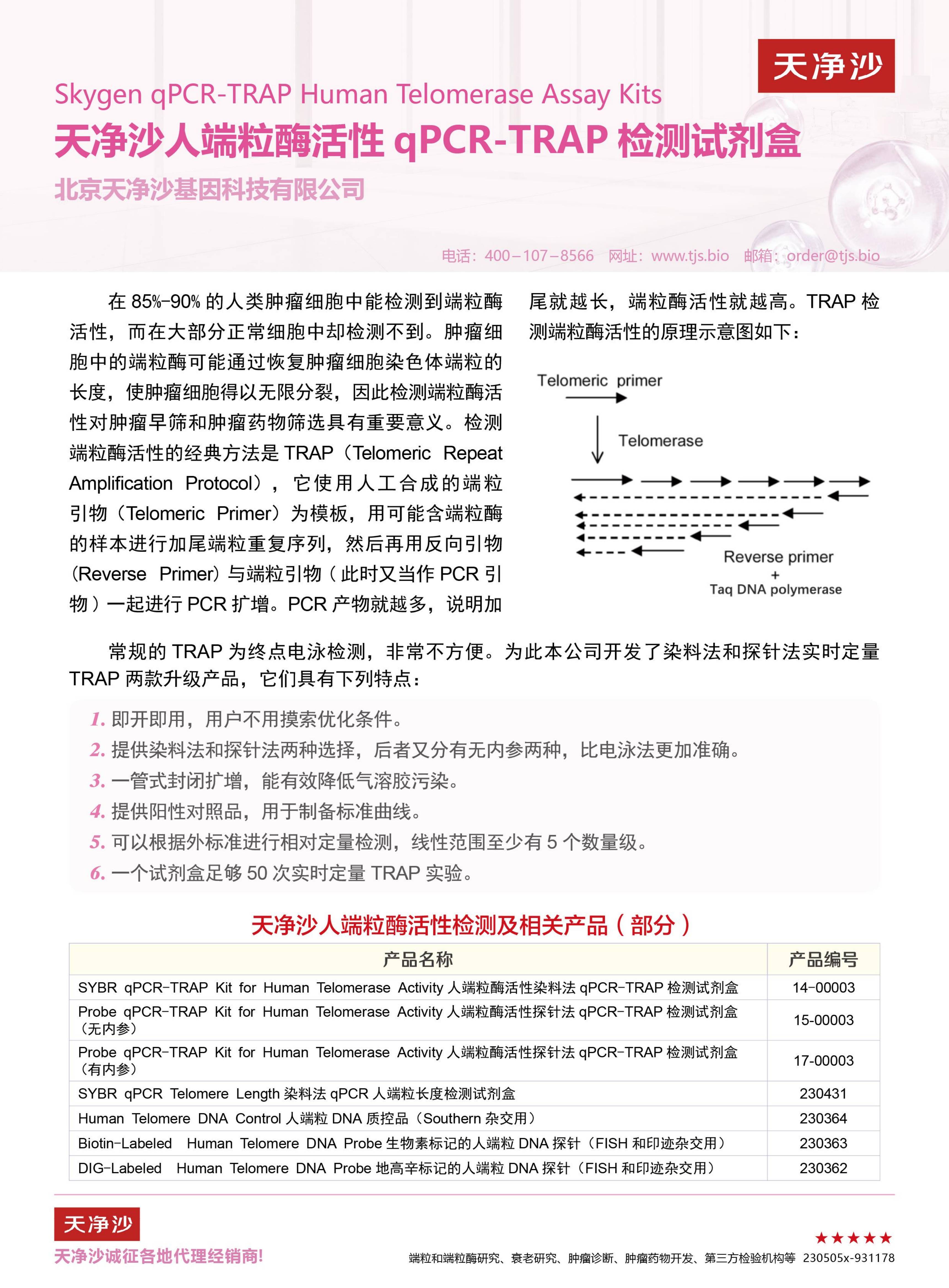 人端粒酶活性检测试剂盒（TRAP PCR探针法）