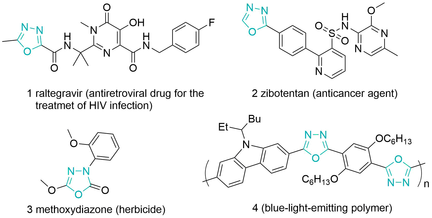 【阿拉丁】基于1,3,4-噁二唑衍生物的生物活性化合物和材料