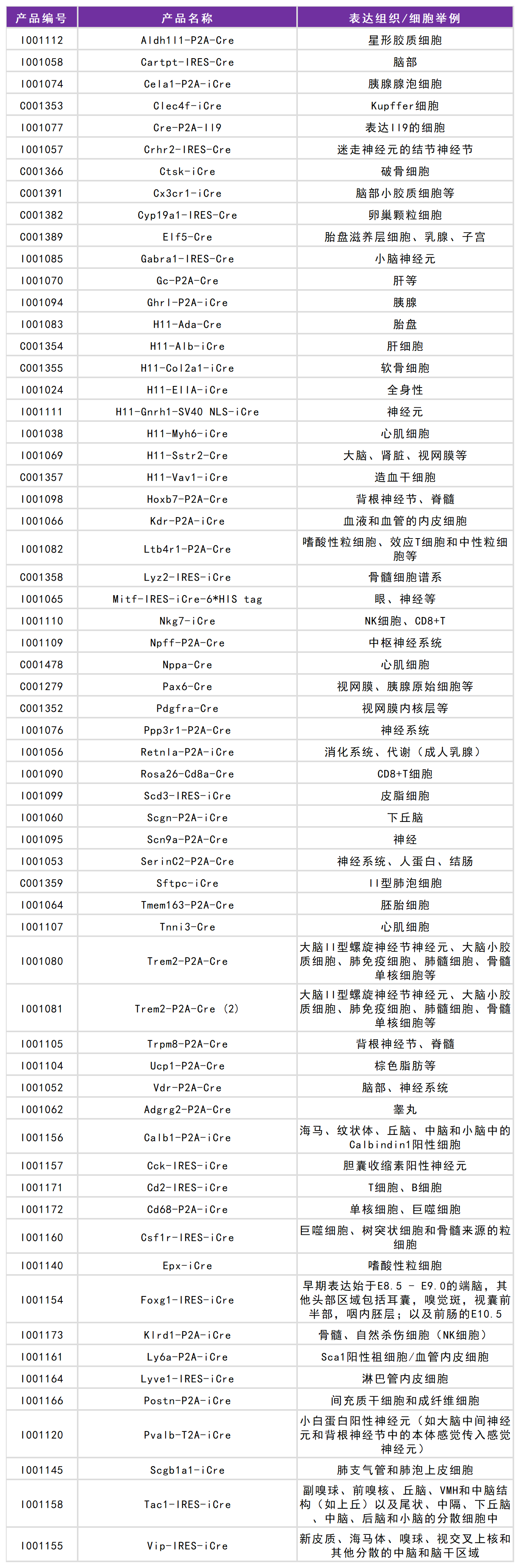 赛业生物工具鼠列表（精选）推荐