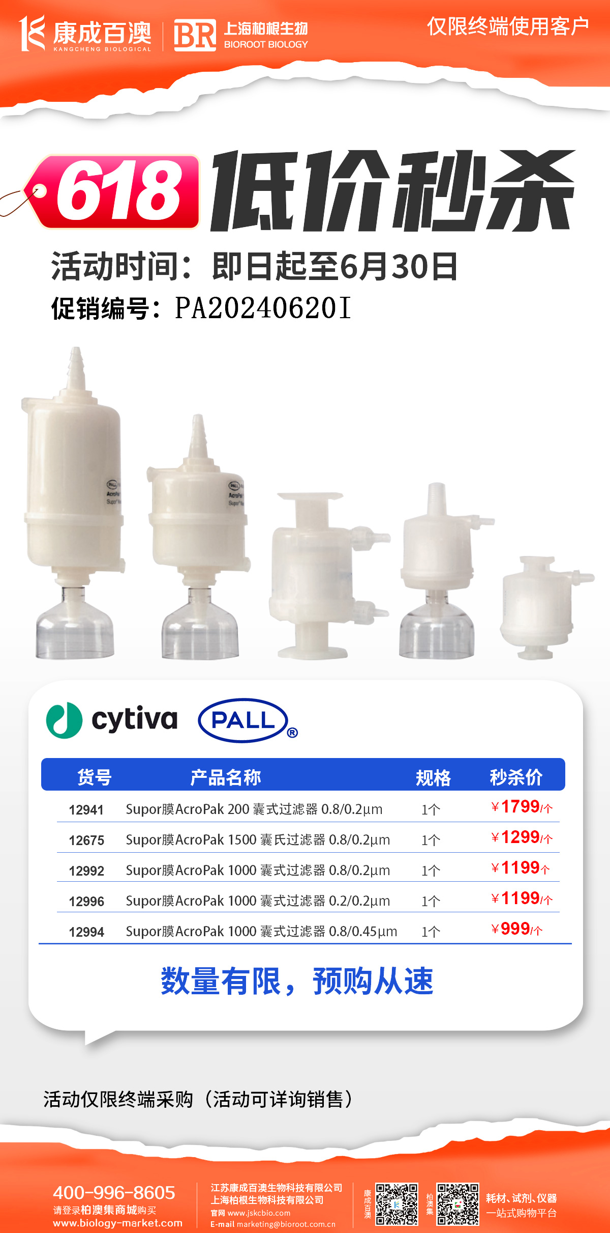 【618低价秒杀】Cytiva-PALL AcroPak囊式过滤器大促