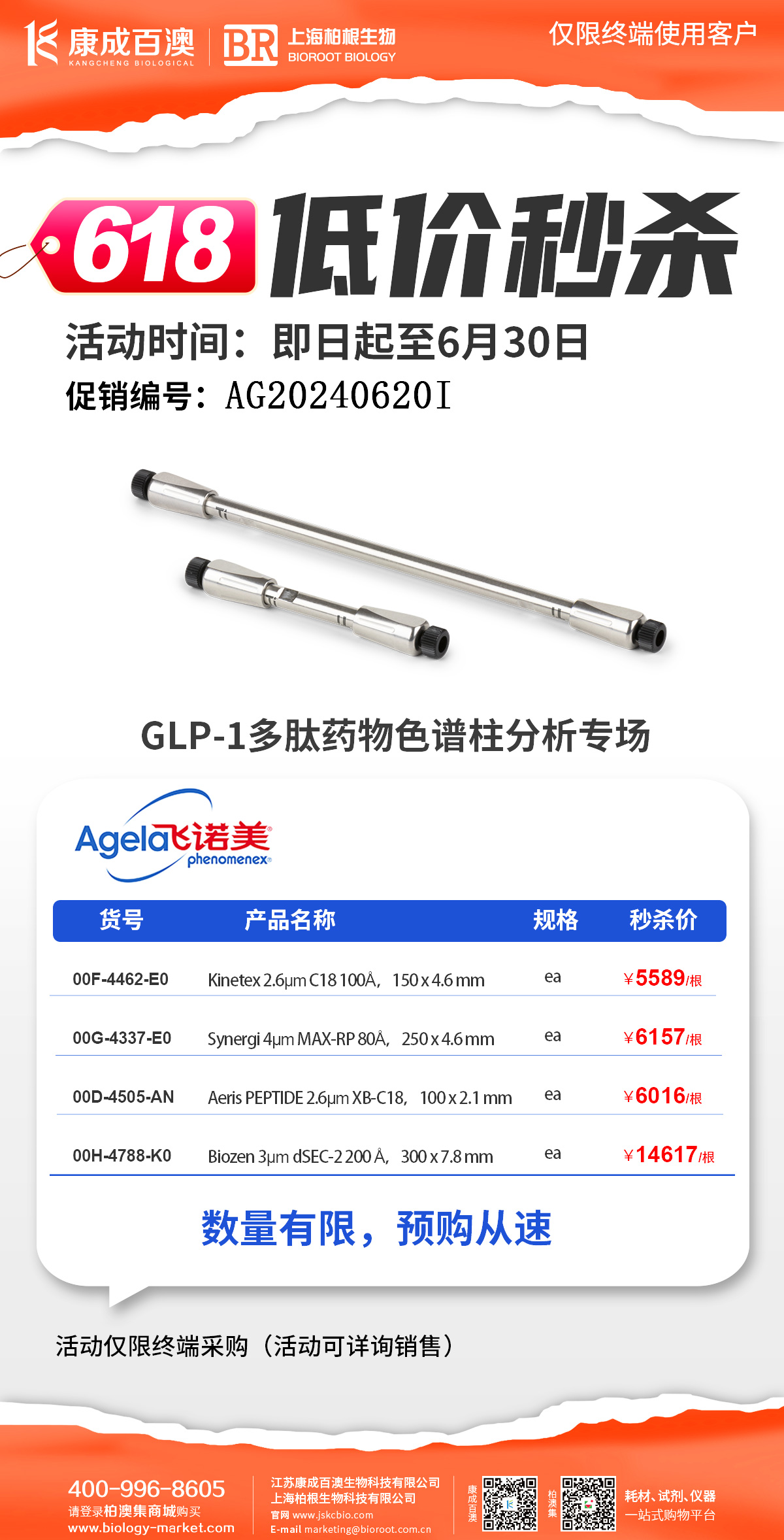 【618低价秒杀】GLP-1多肽药物色谱柱分析专场大促
