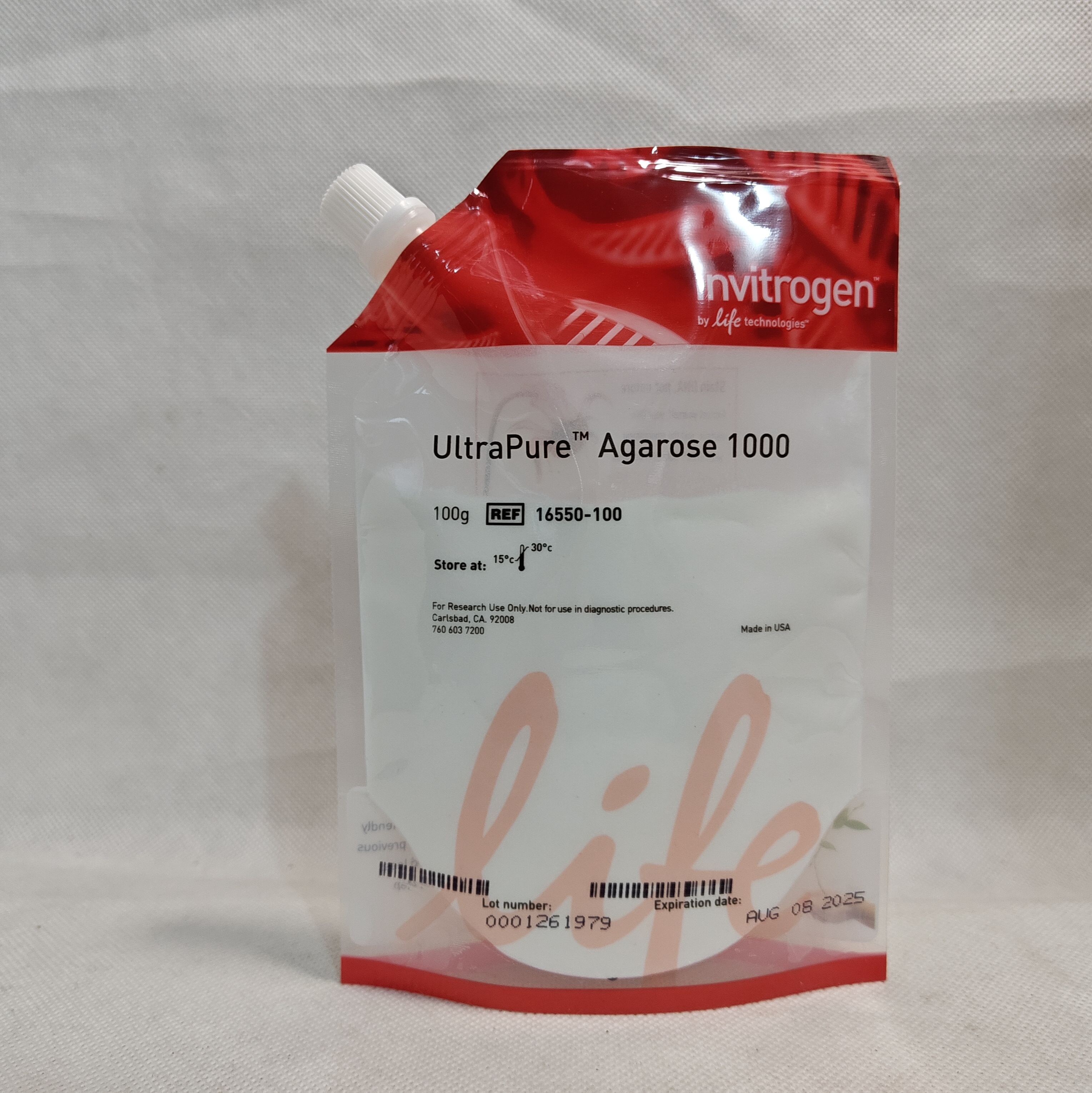 thermo scientific 16500-100 Invitrogen™ UltraPure™ 琼脂糖 100g