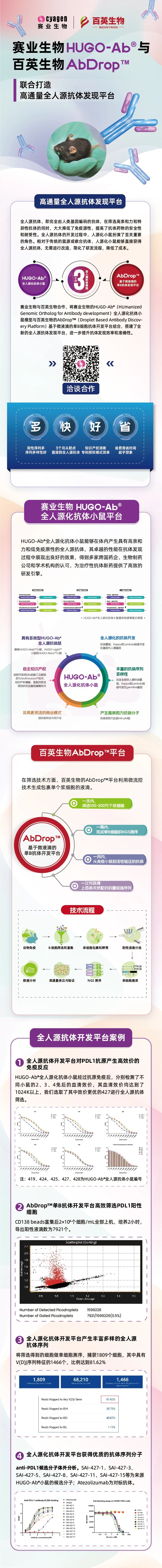 赛业生物HUGO-Ab与百英生物AbDrop联合打造高通量全人源抗体发现平台