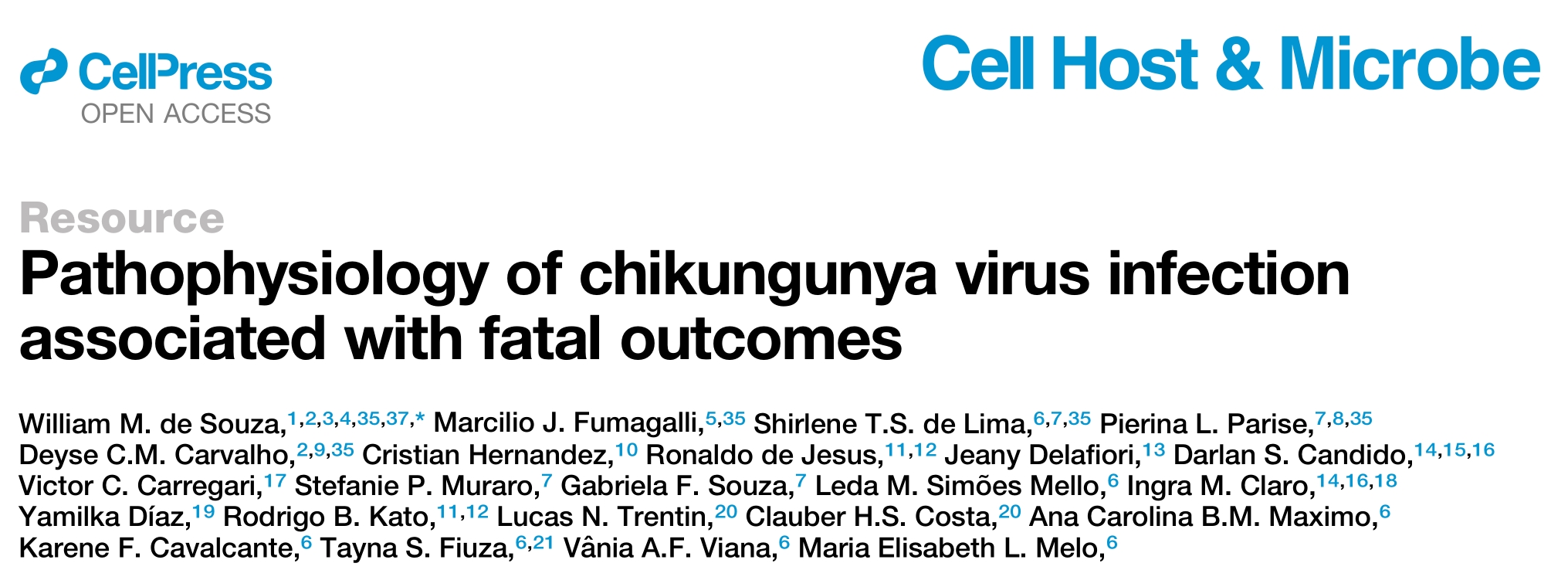 Cell Host Microbe | 蚊媒基孔肯雅病毒感染与致命结局相关的病理生理学