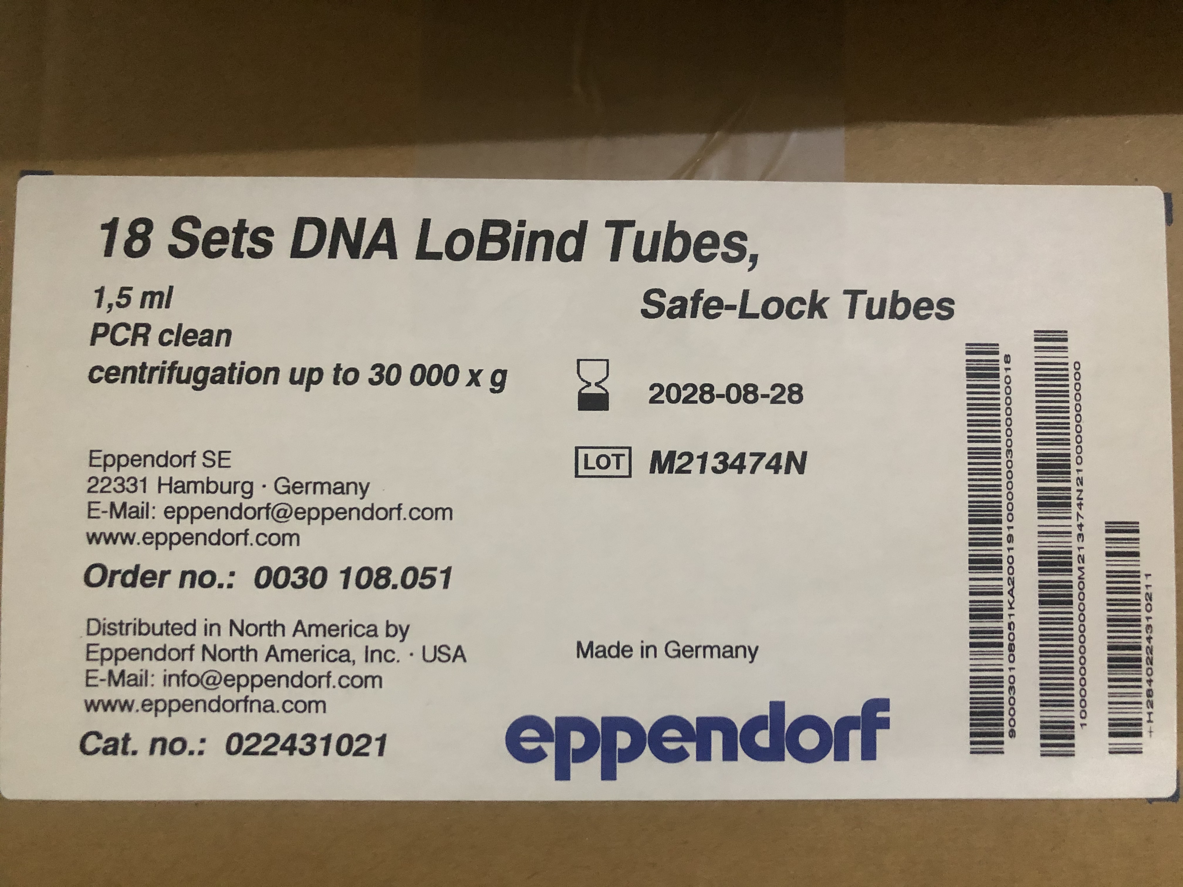 Eppendorf货号0030108051现货DNA低吸附管