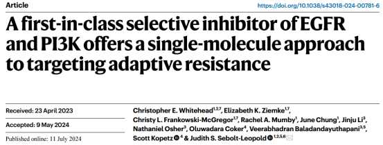 Nat. Cancer：发现 EGFR/PI3K 双重靶向抑制剂