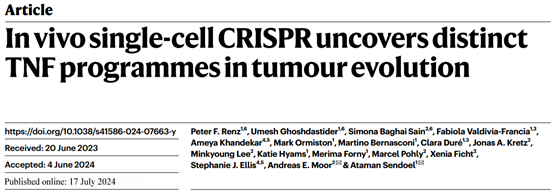 Nature：揭示肿瘤演化过程中TNF的双重作用