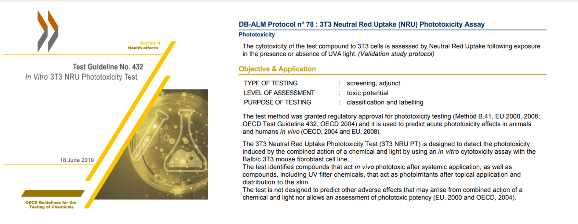 3T3 细胞光毒性中性红摄取试验 (3T3 Neutral Red Uptake (NRU) Phototoxicity assay, 3T3 NRU Assay)