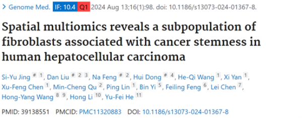 空间多组学助力发现影响肝癌干性细胞的成纤维细胞