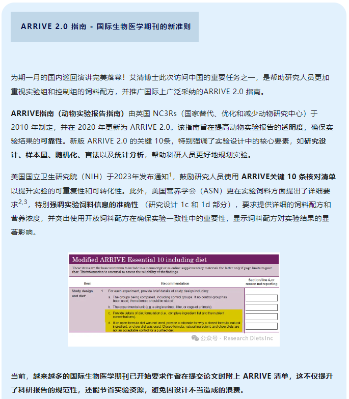 饲料造模必须知道的新准则！英国NC3Rs更新 ARRIVE 2.0