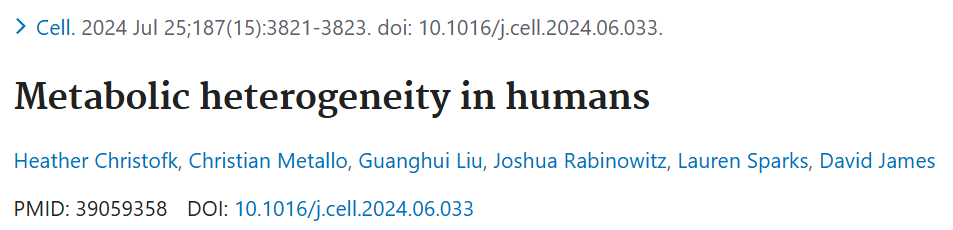 Cell | 代谢专家谈人类代谢异质性