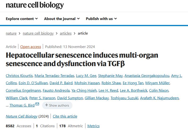 Science：抑制PDK4激酶可逆转衰老，促进肝再生