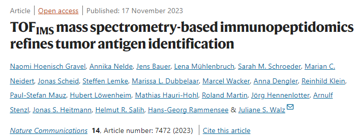文献解析丨基于TOFIMS质谱对肿瘤新生抗原的鉴定