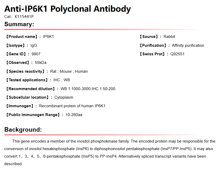 K115441P Anti-IP6K1 Polyclonal