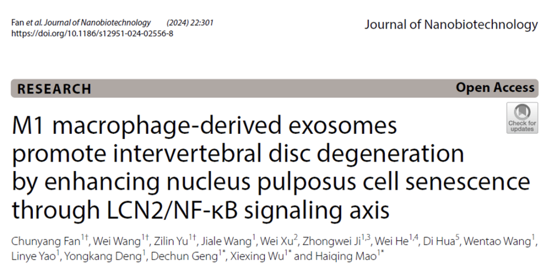 探索外泌体在椎间盘退变中的作用：苏州大学新研究