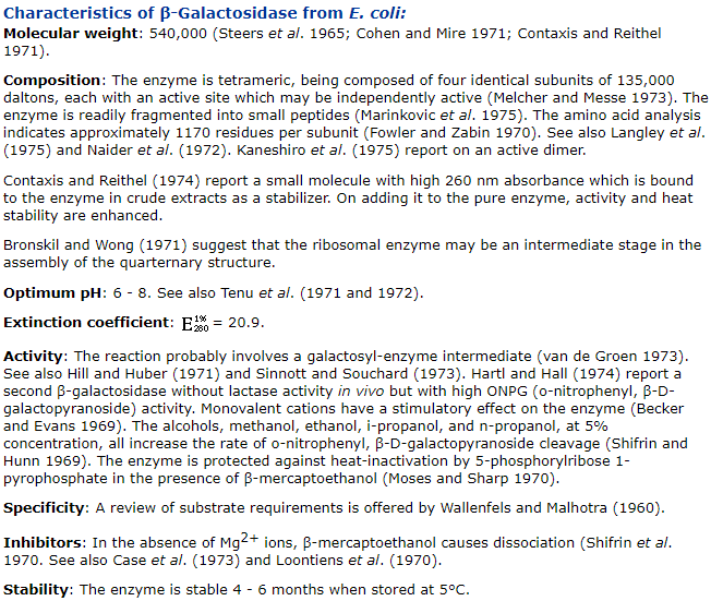 β-半乳糖苷酶 来源于大肠杆菌(纯化)，9031-11-2，
