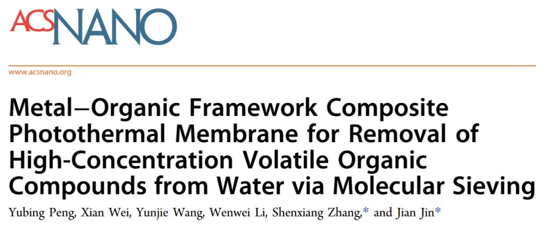 通过MOF的分子筛分作用去除水中高浓度VOC