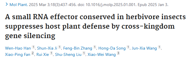 【Mol Plant】17.1+，外泌体介导昆虫miRNA调控植物防御，会是农业新转机？