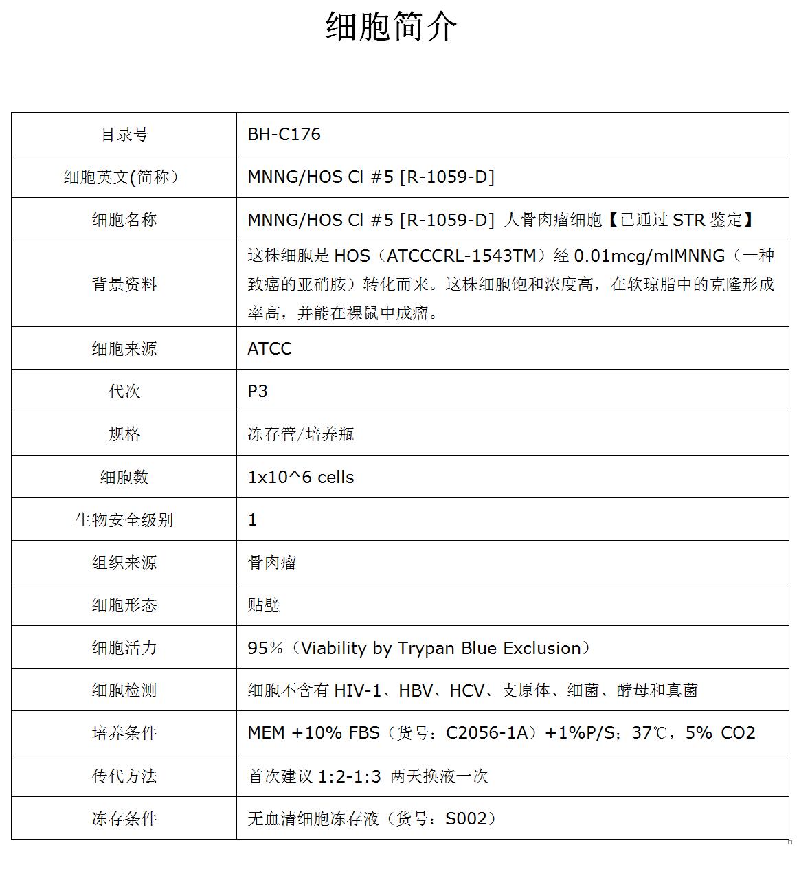 MNNG细胞价格、货期