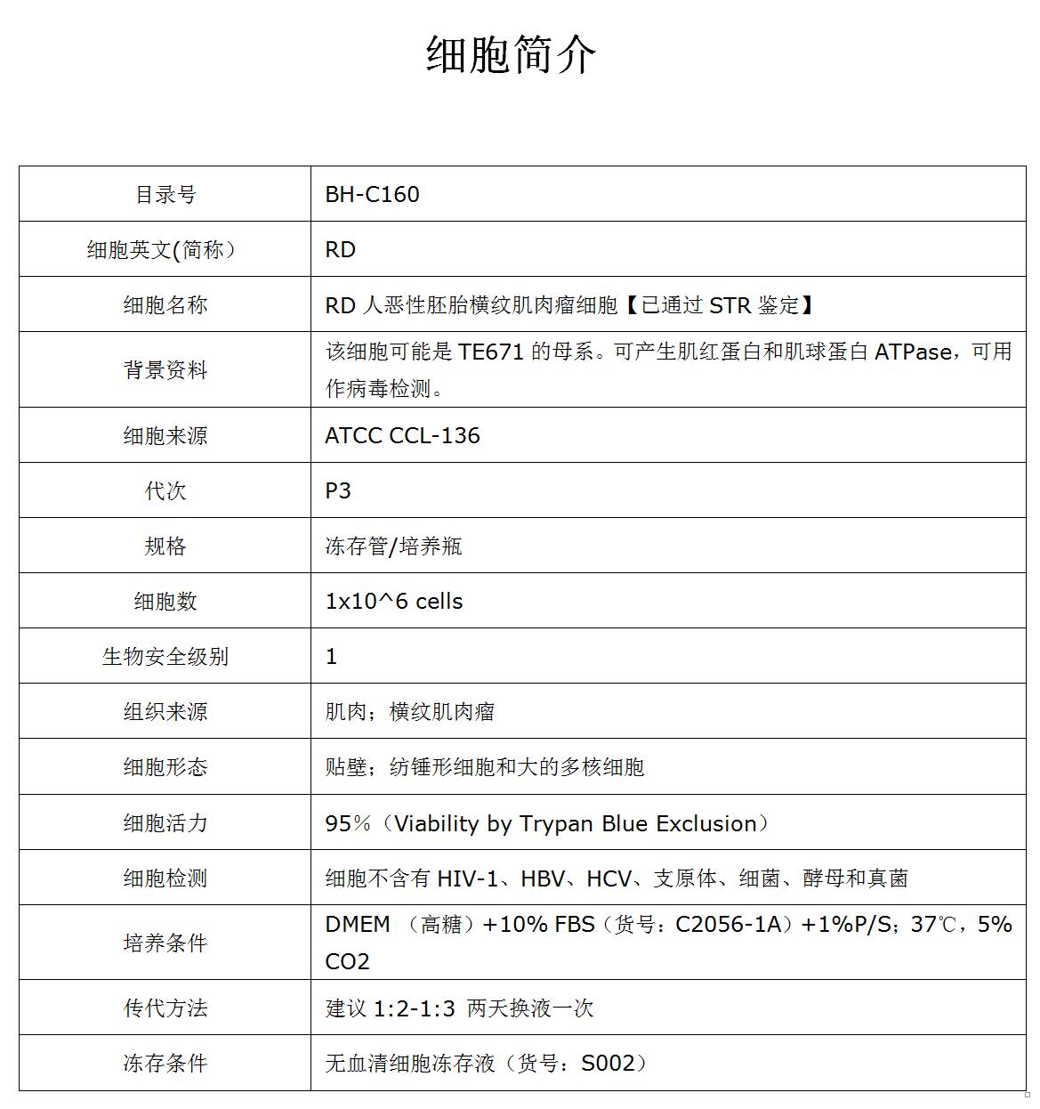 RD细胞价格、货期