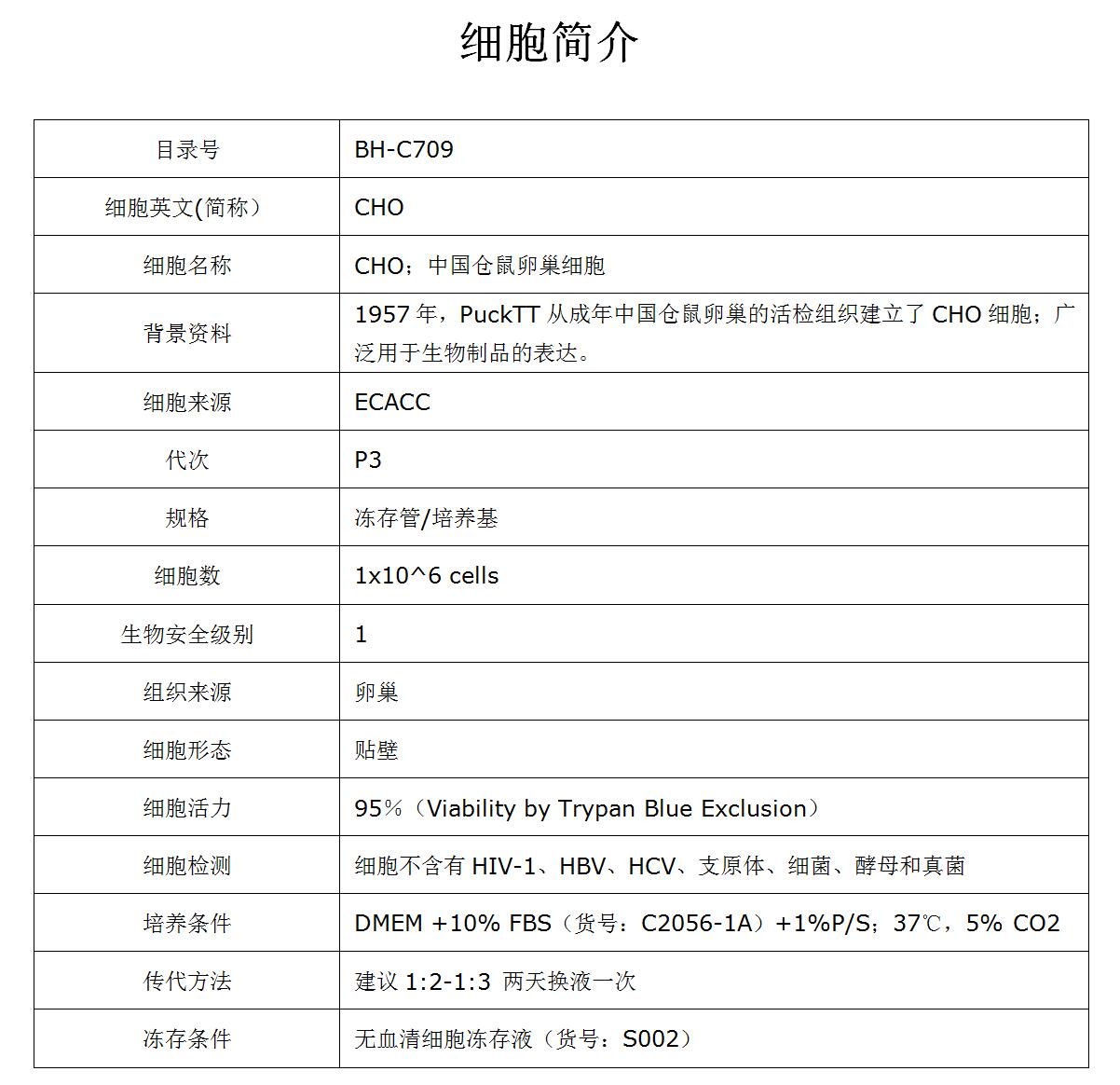 CHO细胞价格、货期