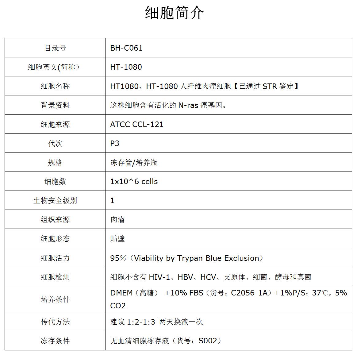 HT-1080细胞价格、货期