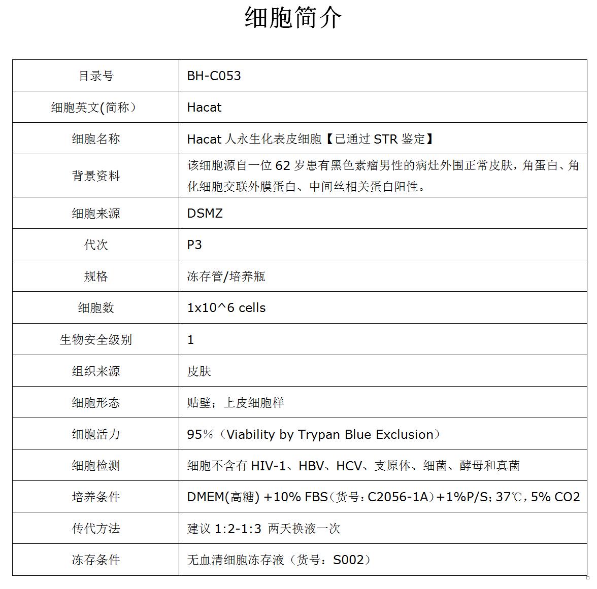 Hacat细胞价格、货期