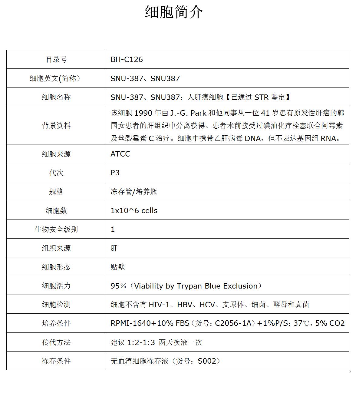 SNU-387细胞价格、货期