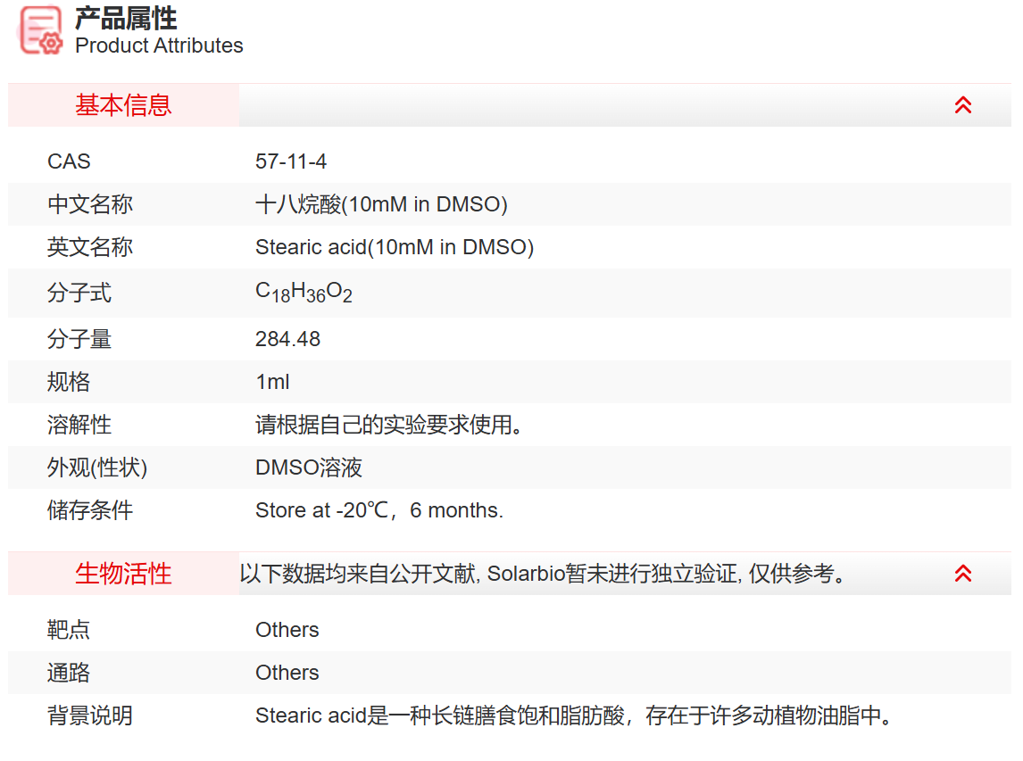 IS06709 十八烷酸(10mM in DMSO) 抑制剂
