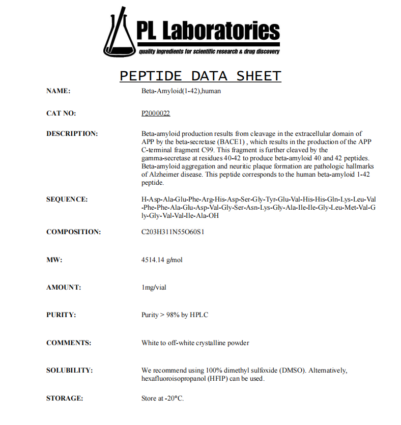 β-Amyloid (1-42) peptide, huma