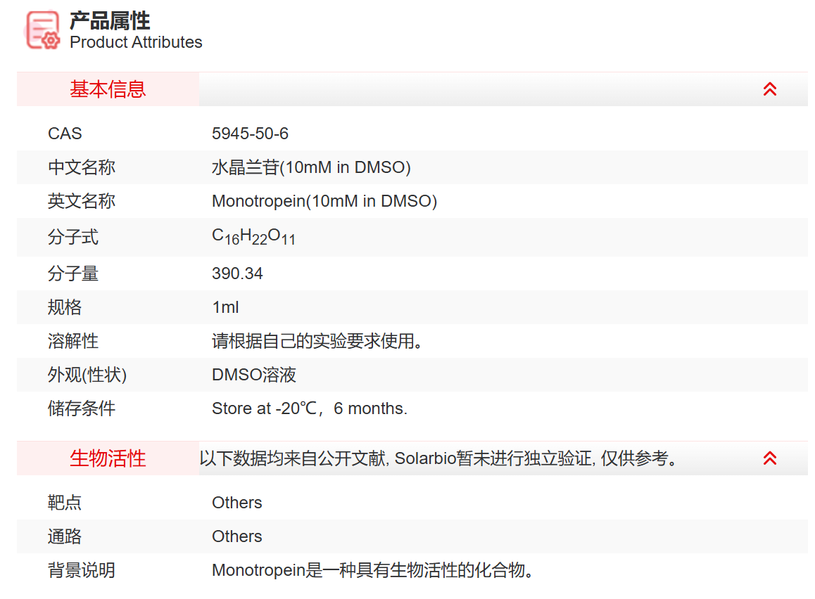 IM06109 水晶兰苷(10mM in DMSO) 抑制剂