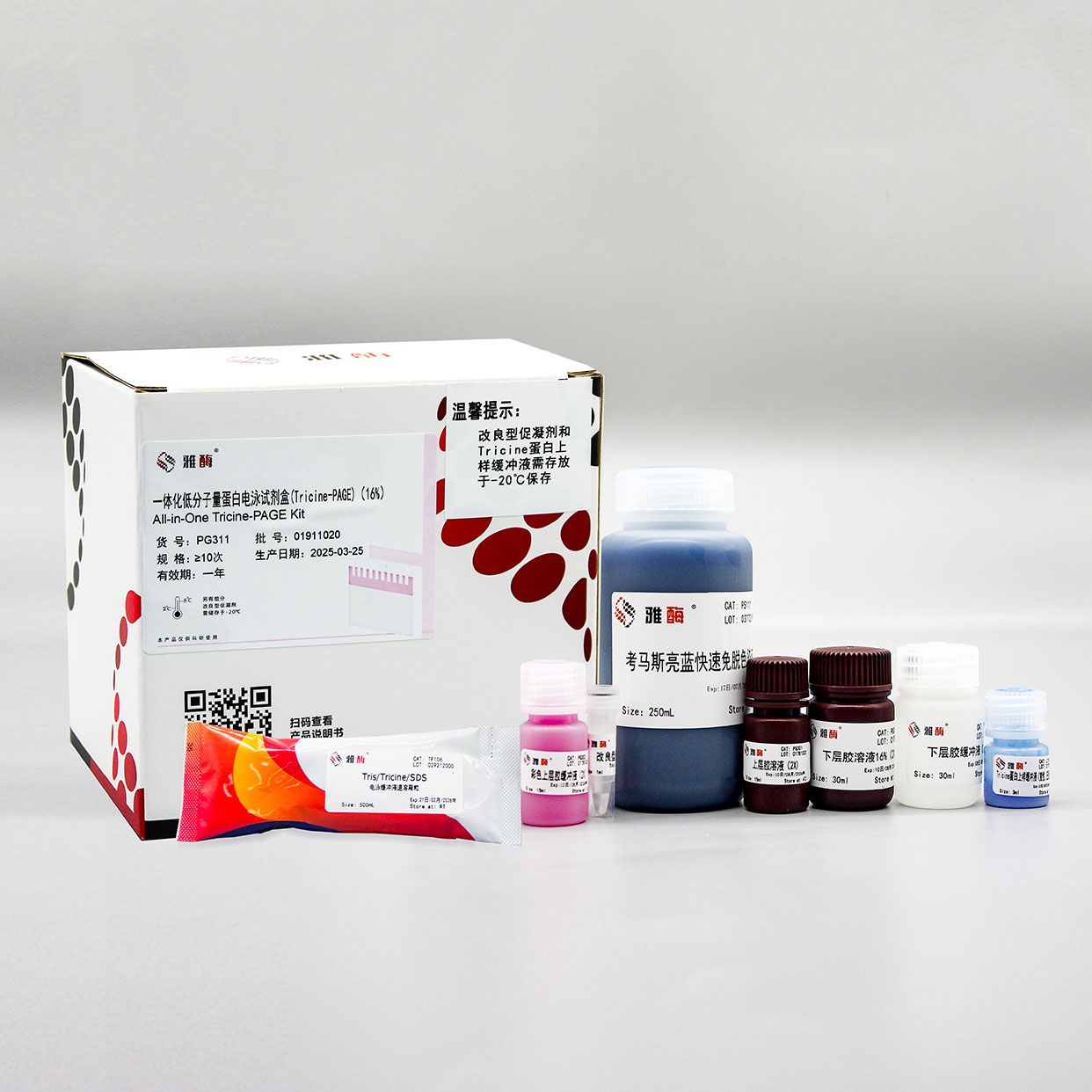 PG311 一体化低分子量蛋白电泳试剂盒(Tricine-PAGE)(16%)