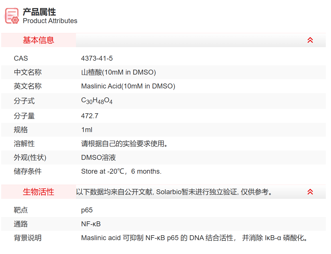 IM00509 山楂酸(10mM in DMSO) 抑制剂/