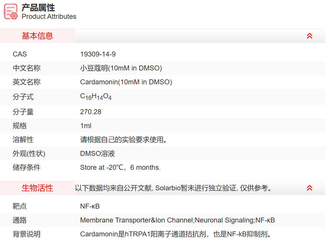 IC09609 小豆蔻明(10mM in DMSO) 跨膜转