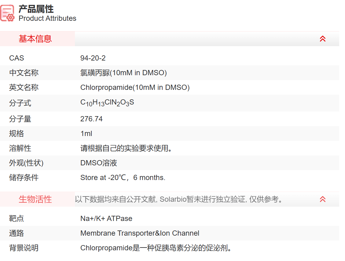 IC08609 氯磺丙脲(10mM in DMSO) 跨膜转
